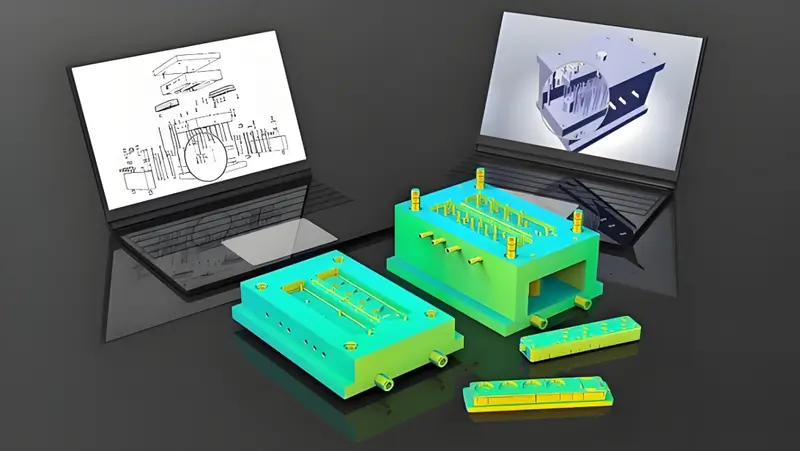 Injection mold model of laptop with display mechanical design