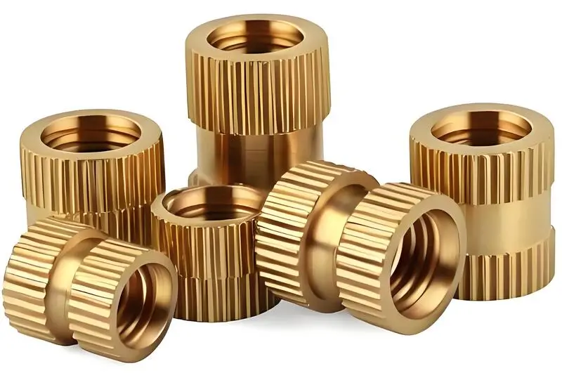 Brass threaded inserts with knurled design