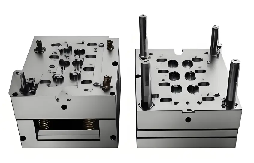 Complex two-part metal mold assemblies