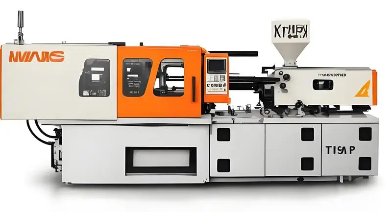 Side view of a large plastic molding machine
