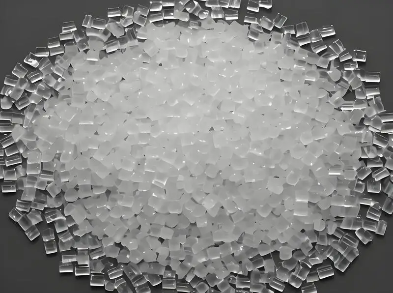 Close-up of transparent PMMA particles