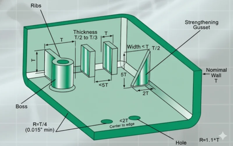 Rib for plastic products design