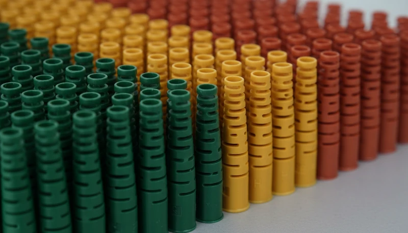 Colorful plastic injection molded pieces