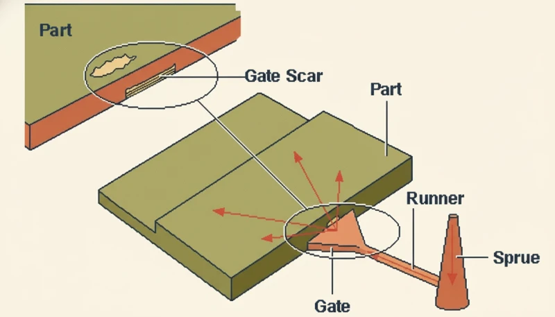 Injection molding process diagram showing cost efficiency
