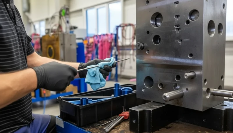Injection mold maintenance and cleaning