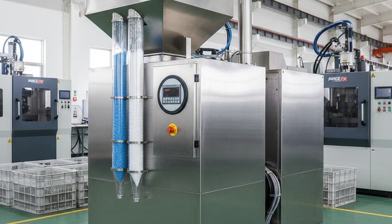 Industrial resin drying equipment for injection molding material preparation