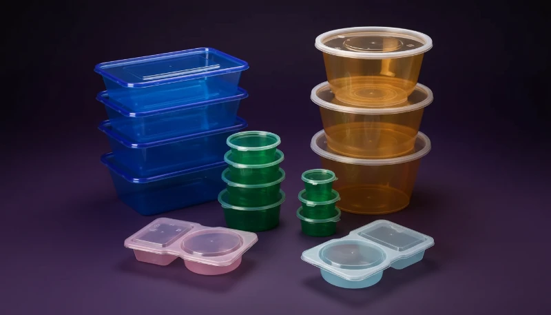 Colorful plastic consumer goods containers produced by injection molding