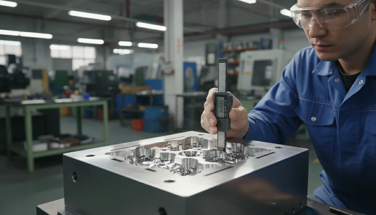 Mold tooling inspection with depth gauge