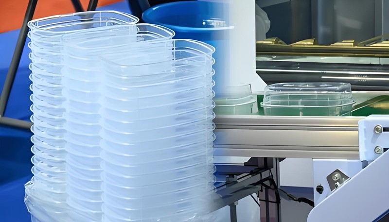 Thin-wall molded plastic part for transparent applications