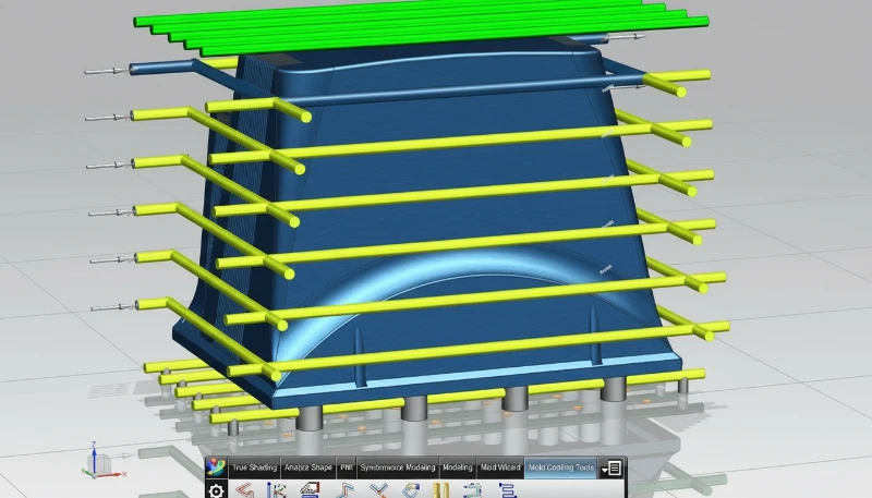 3D mold injection design with cooling channels