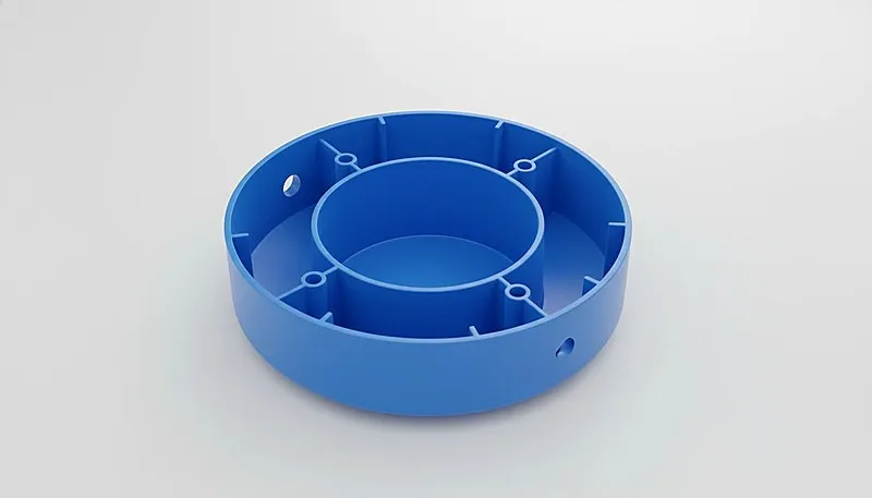 Circular blue plastic injection molded part