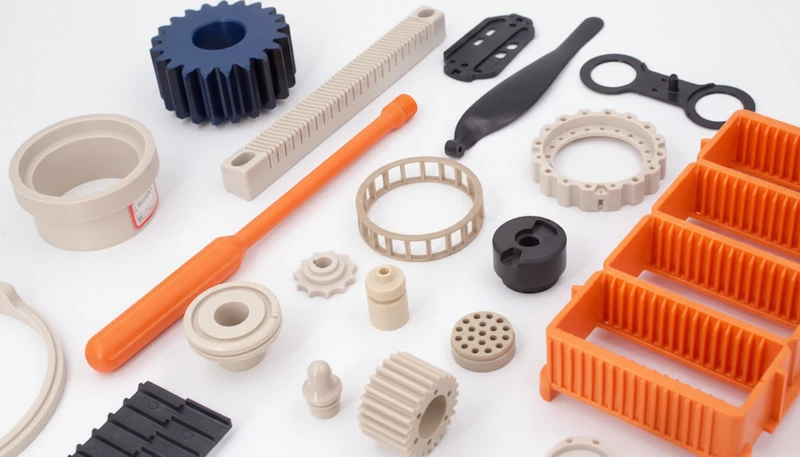 Plastic injection molded parts in various shapes